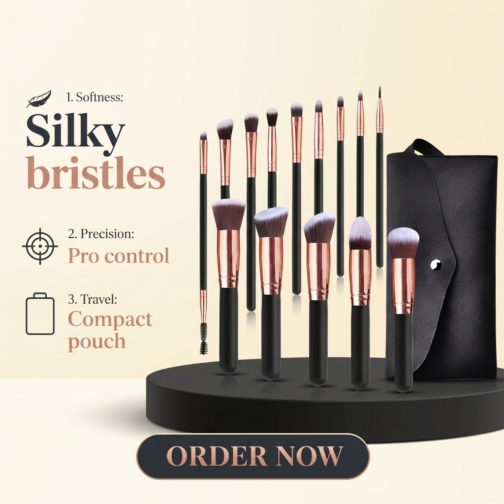 14-Piece Synthetic Makeup Brush Set