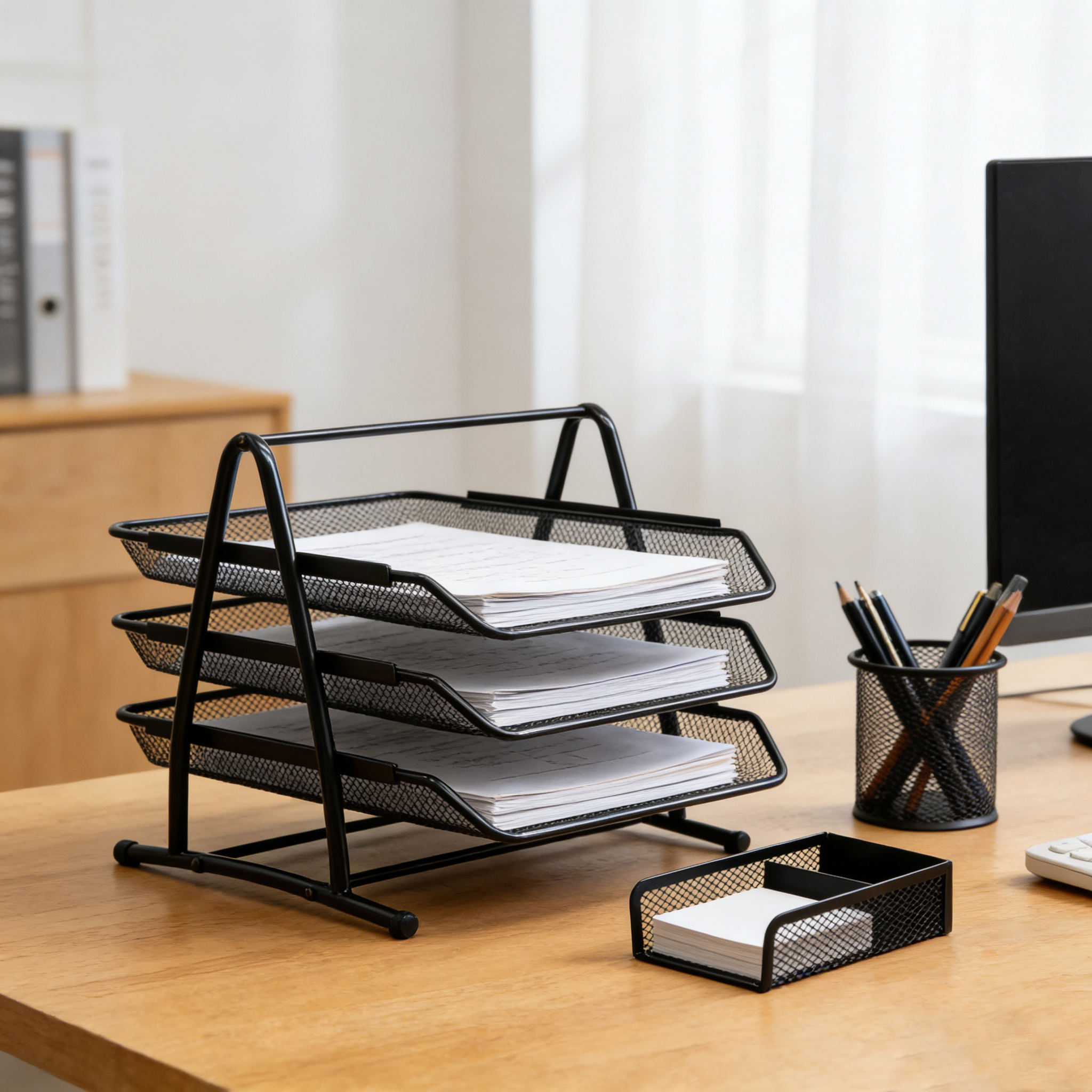 Metal Mesh Desk Organizer with Pen Holder