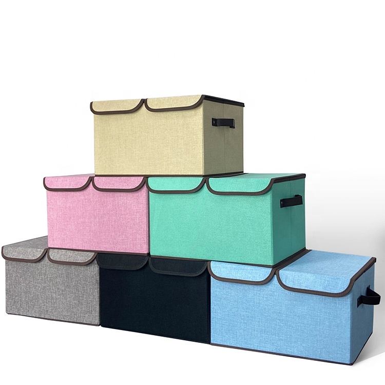 Linen Fabric Storage Box with Lid